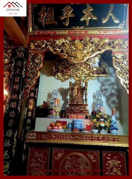 Bức đại tự phòng thờ chữ Đức- Thụ- Tài- Bồi